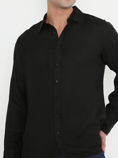 Classic Shirt I Orange Fabric I Black Shirt I Moon N Lotus