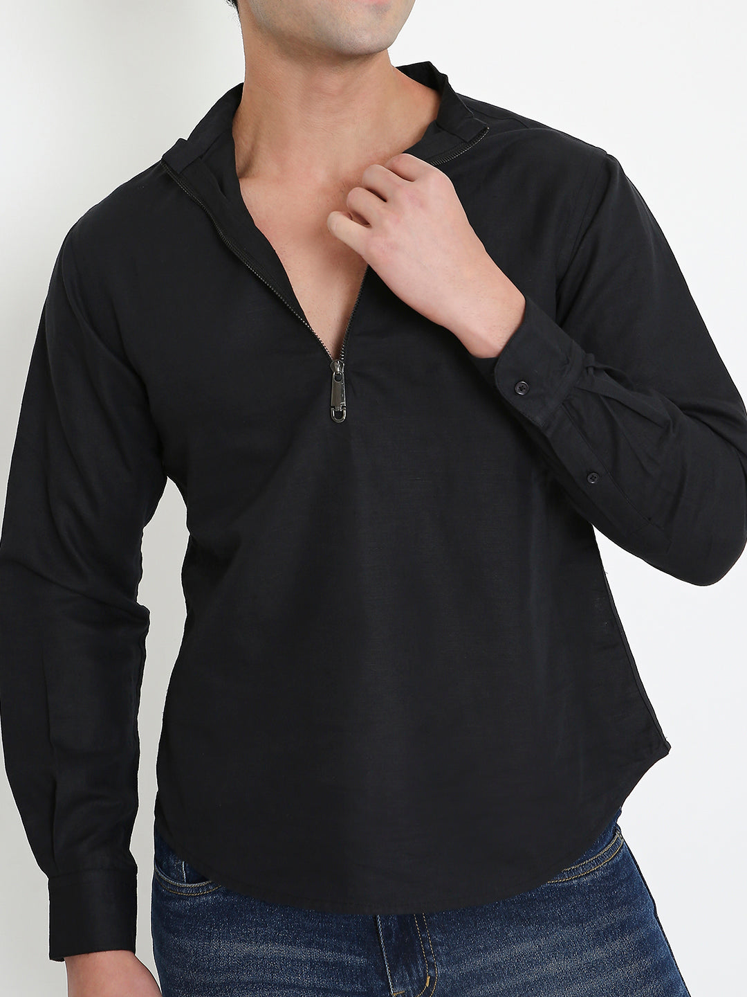 Casual Kurta I Cotton Hemp fabric I Black I Moon N Lotus