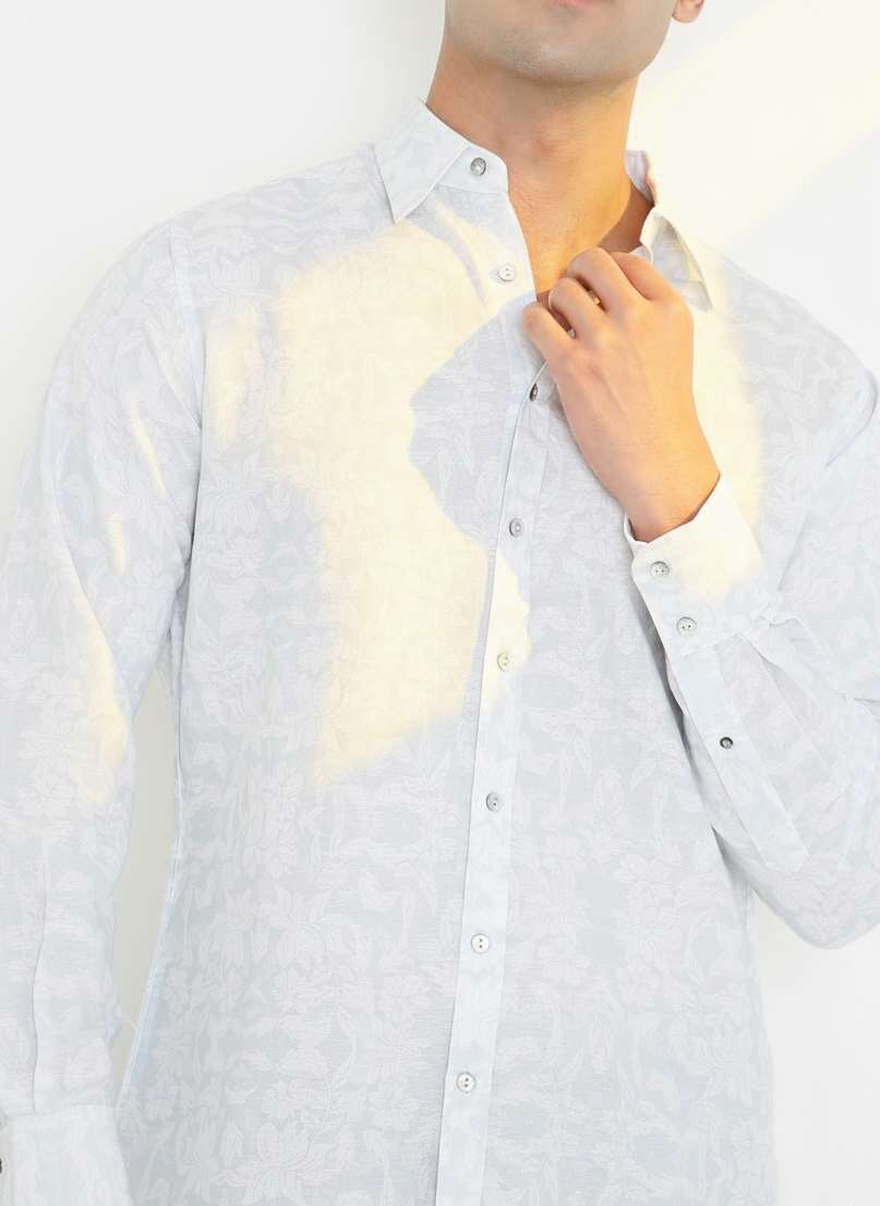 Printed Shirt I Cotton Hemp Fabric I Floral I Moon N Lotus