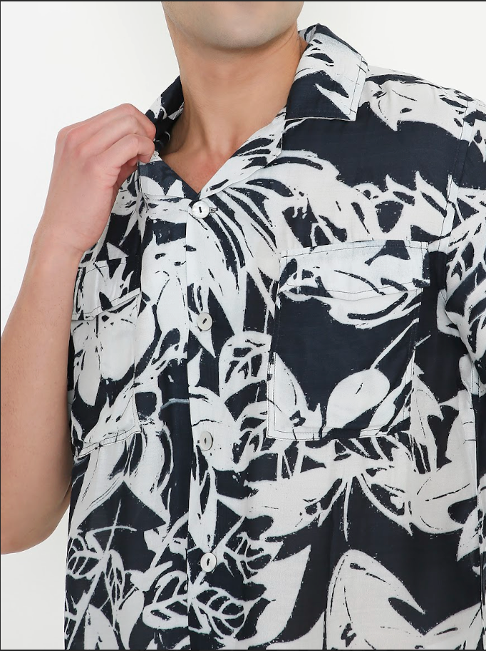 Close-up of soft rose fabric on Hawaiian shirt, breathable premium material Moon N Lotus