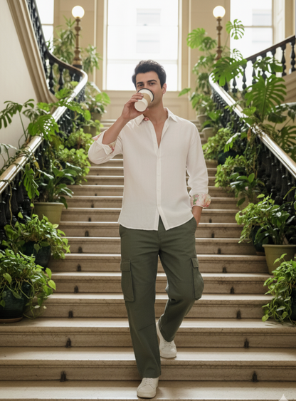 Collered Shirt I Bamboo Fabric I White Shirt I Moon N Lotus