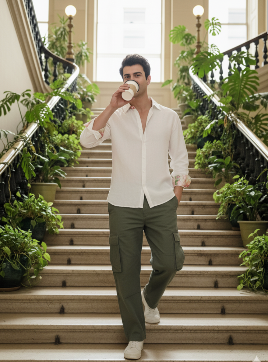 Close-up of bamboo fabric on white shirt, ultra-soft breathable material Moon N Lotus