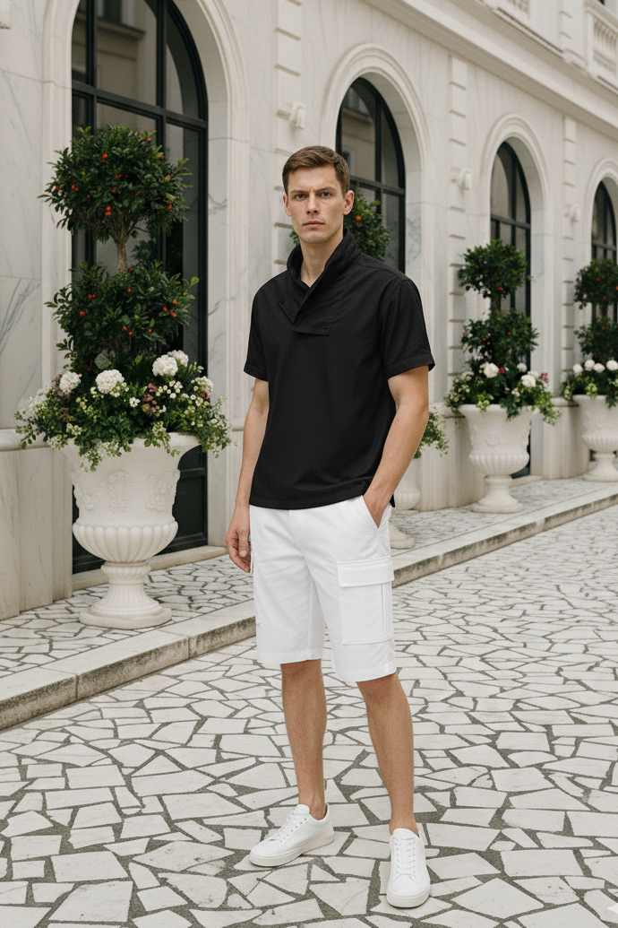 Lightweight black big collar T-shirt for men, perfect for casual and minimal styling Moon N Lotus