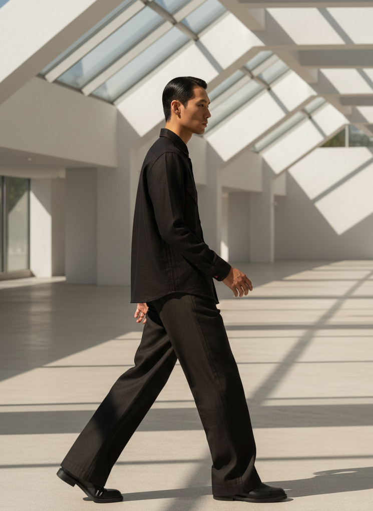 Back view of black oversized shirt, relaxed fit comfortable everyday wear Moon N Lotus