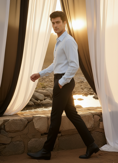 Lightweight blue shirt for men, perfect for summer and casual wear by Moon N Lotus