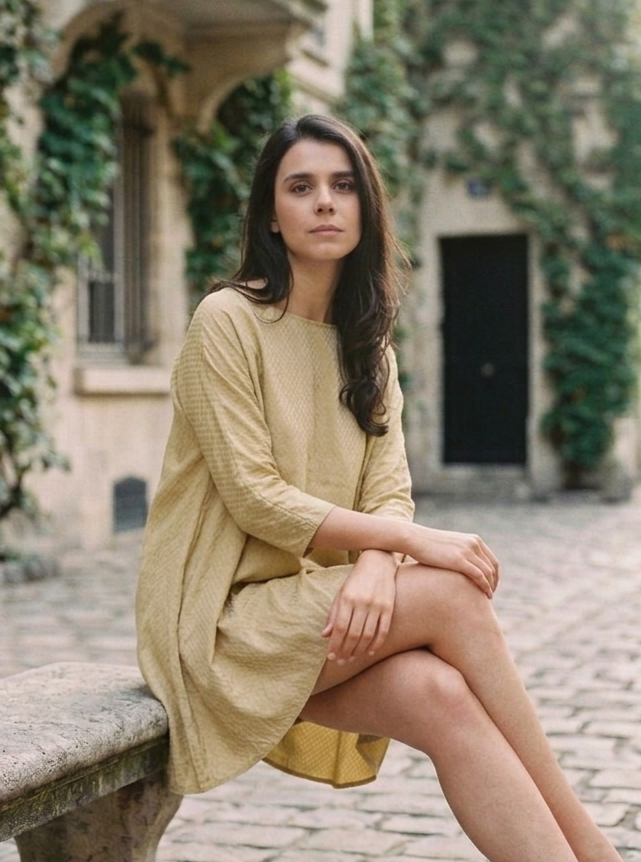 Sustainable corn fabric detail on gold top, breathable eco-friendly material Moon N Lotus
