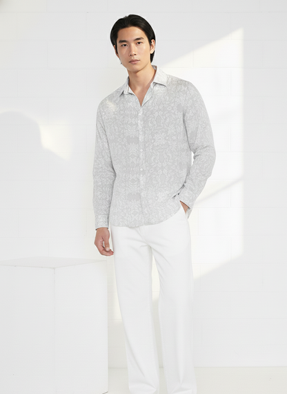 Floral printed shirt in ultra-soft rose fabric by Moon N Lotus, lightweight breathable summer shirt for men