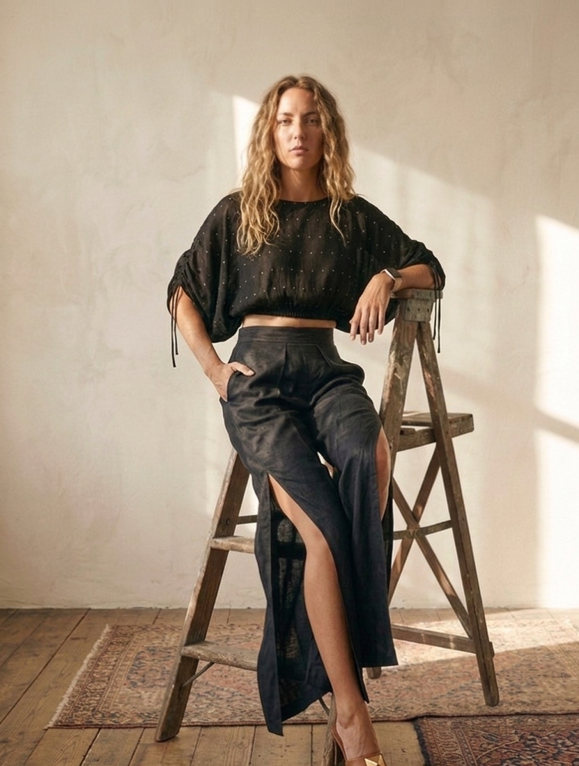 Flowy black Bali culottes capturing movement and ease Moon N Lotus