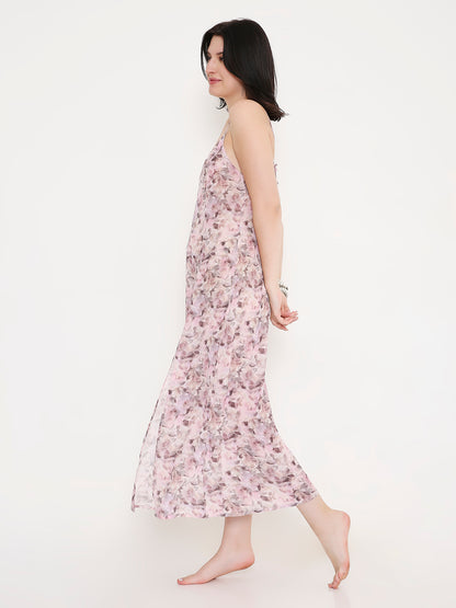 Lightweight pink printed split dress perfect for beach, vacation, and summer styling Moon N Lotus