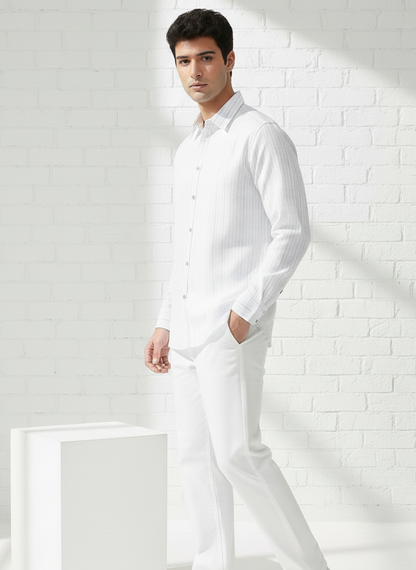 Moon N Lotus eco friendly striped cotton hemp shirt breathable sustainable menswear