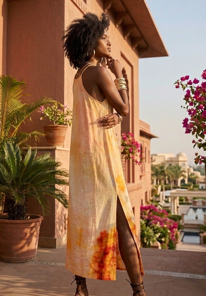 Rose fabric texture detail on loop dress, soft breathable feel Moon N Lotus