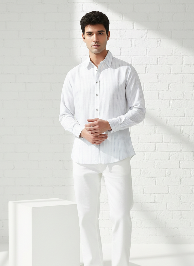 How a striped cotton hemp shirt fits for casual wear by Moon N Lotus