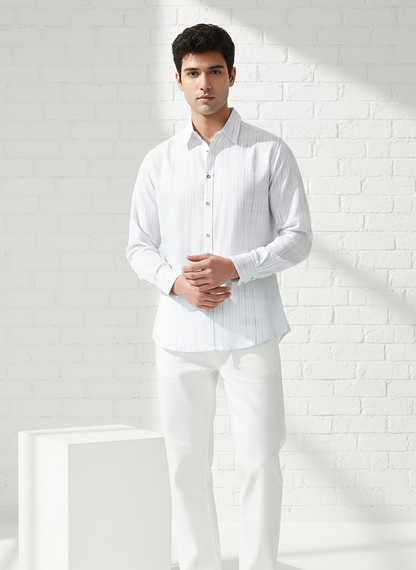How a striped cotton hemp shirt fits for casual wear by Moon N Lotus