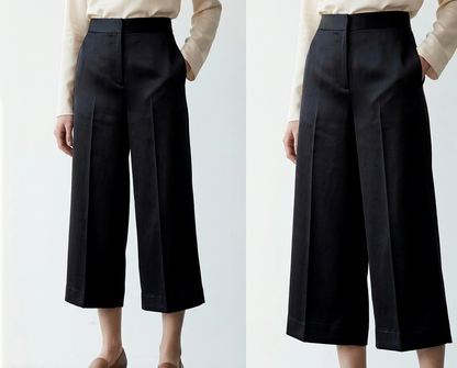 Styled black culottes outfit, modern minimal fashion Moon N Lotus