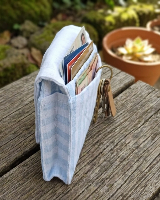Front view of bamboo fabric wallet compact and clean design Moon N Lotus