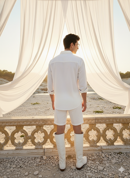 Lightweight white shirt for men, perfect for summer and casual wear by Moon N Lotus